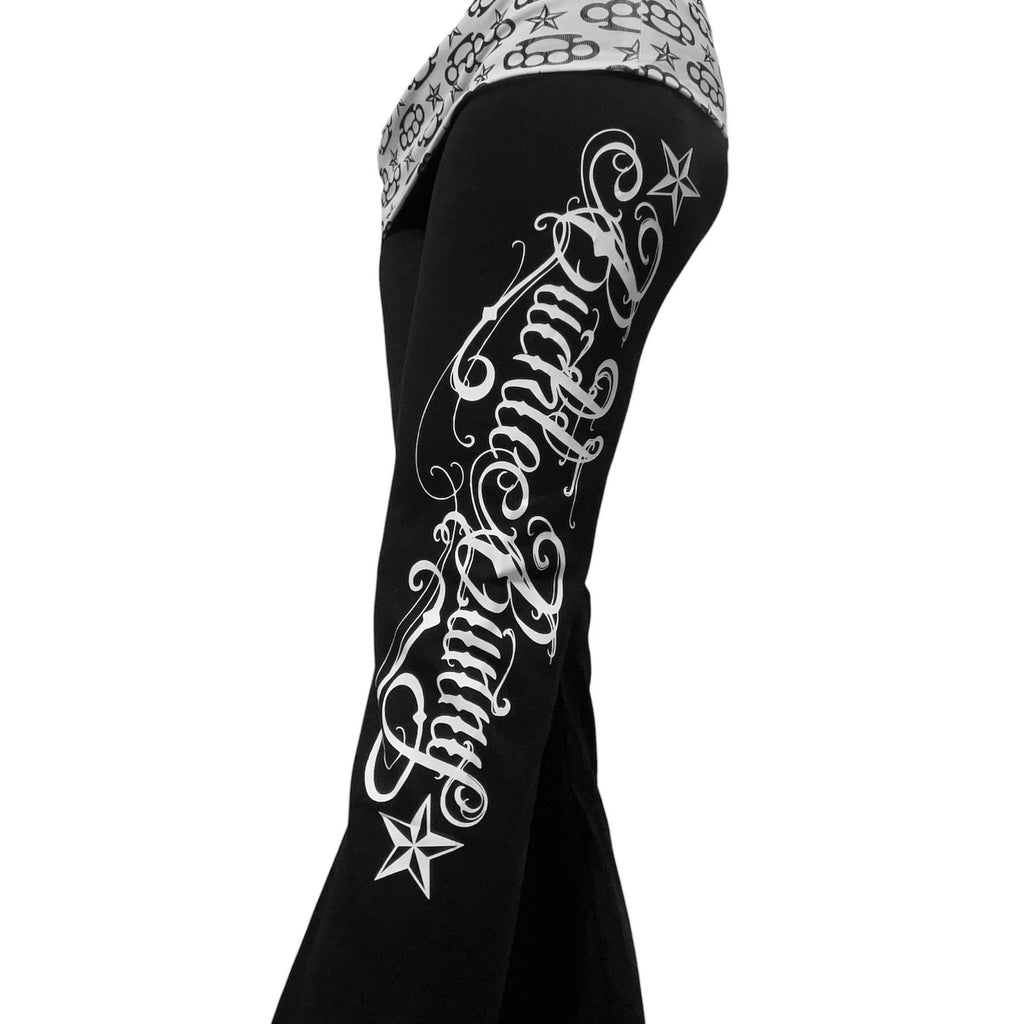 black starkissed foldover leggings *white*