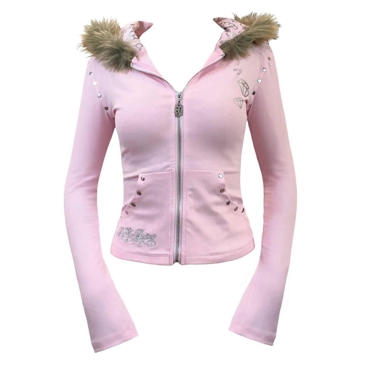 pink diamondkissed hoodie *silver*