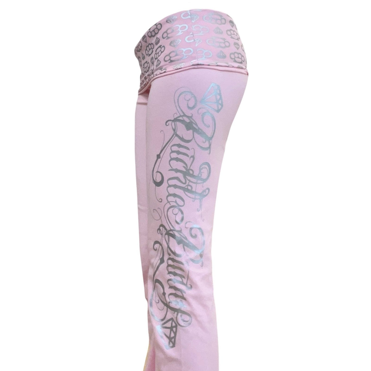 pink diamondkissed fold over leggings *silver*
